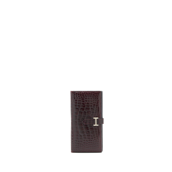 Hermes Alligator Bearn wallet Dark Red SHW Stamp Square O
