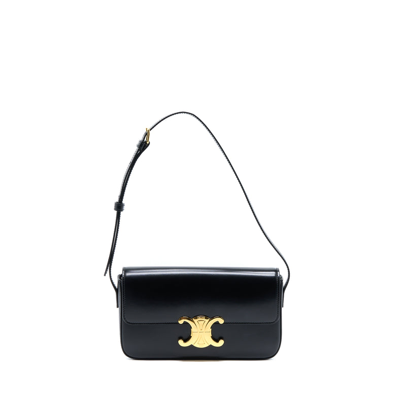 Celine Triomphe Shoulder Bag Calfskin Black GHW