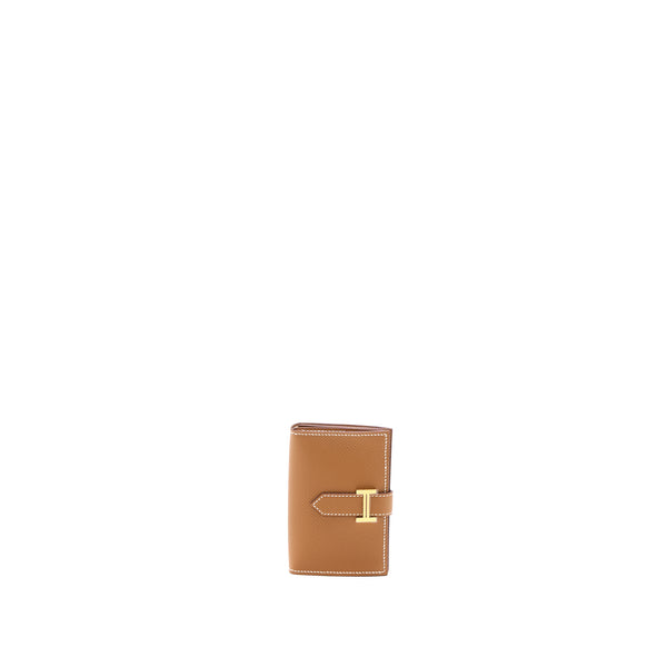 Hermes Bearn Card Holder Epsom Gold GHW Stamp U