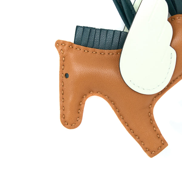 Hermes Craie/Vert Fizz/Kraft Grigri Horse Rodeo Bag Charm PM