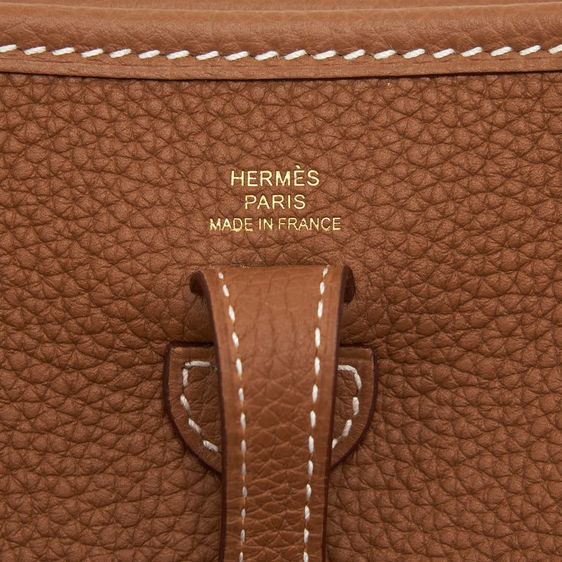 Hermes Mini Evelyne Taurllon Maurice Gold GHW Stamp U