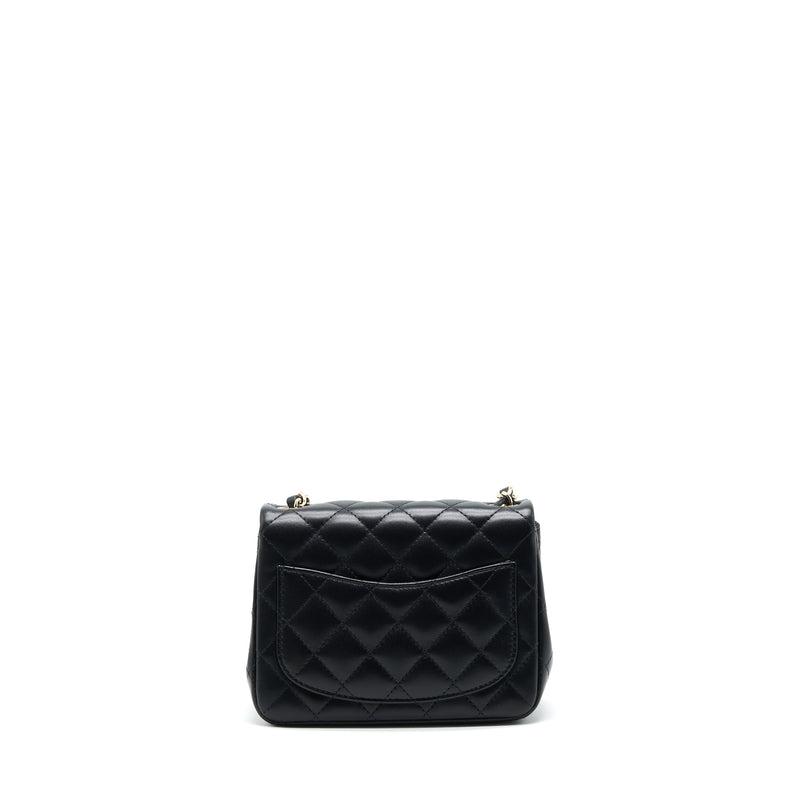 Chanel 22C Mini Square Flap Bag Lambskin Black LGHW(Microchip)