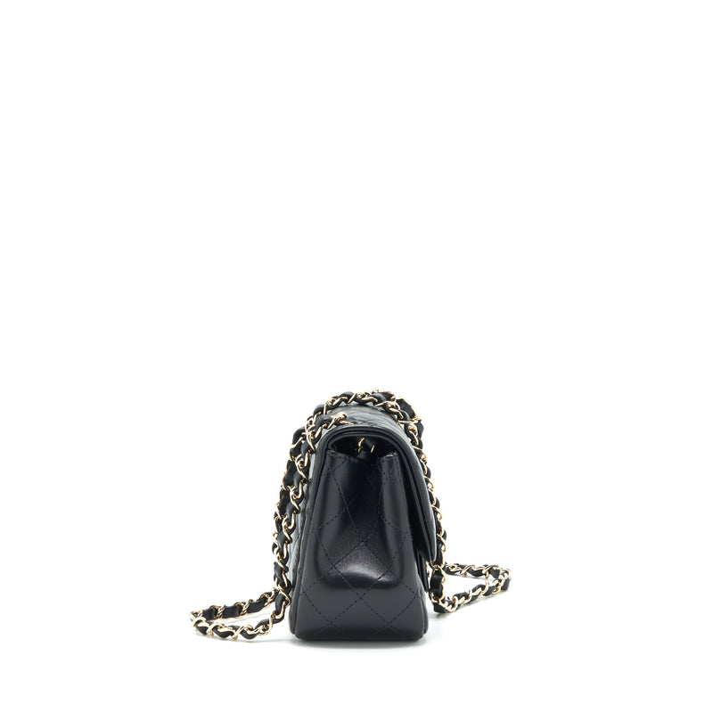 Chanel 22C Mini Square Flap Bag Lambskin Black LGHW(Microchip)