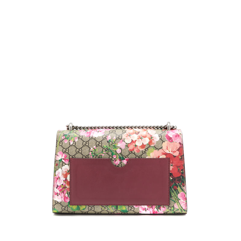 Gucci Padlock Shoulder Flower Printed / GG Supreme Ruthenium Hardware