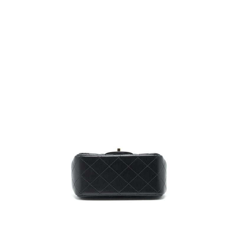 Chanel 22C Mini Square Flap Bag Lambskin Black LGHW(Microchip)