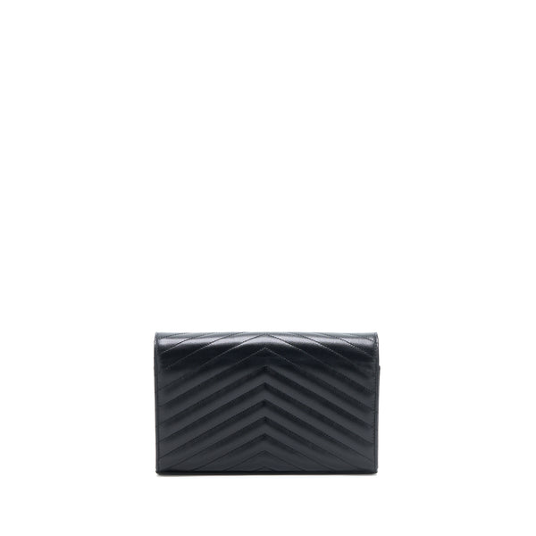 Saint Laurent/YSL Envelop Chain Wallet Grained CalfSkin Black SHW