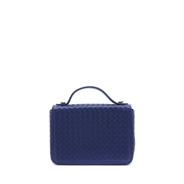 Bottega Veneta Top handle Crossbody Bag Navy Blue With Black Hardware