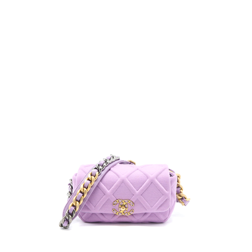 CHANEL Jersey Quilted Chanel 19 Waist Bag Pink