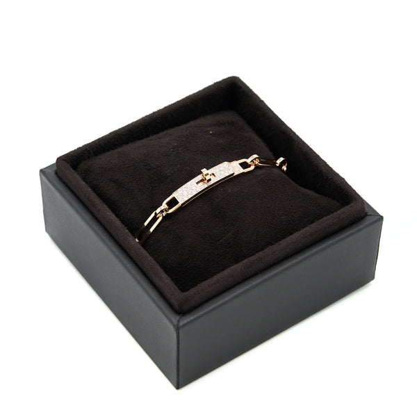 Hermes Size SH Kelly Chain Bracelet Rose Gold with Diamonds