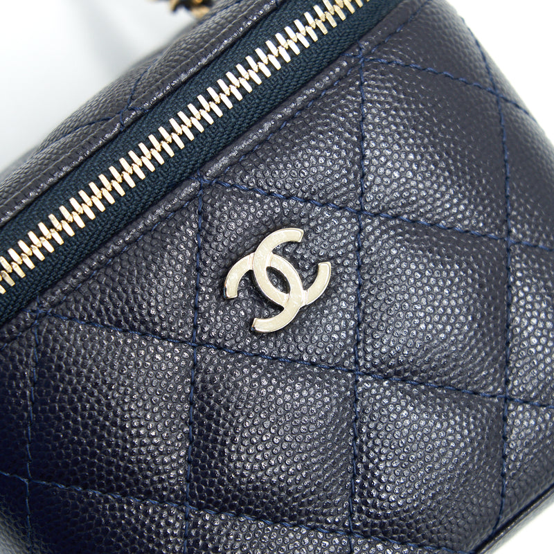Chanel Small Vanity with Chain Navy Blue with LGHW