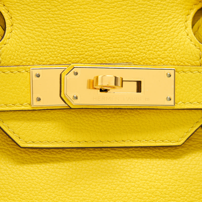 Hermes Birkin Handbag Jaune De Naples Novillo with Gold Hardware 30 Yellow