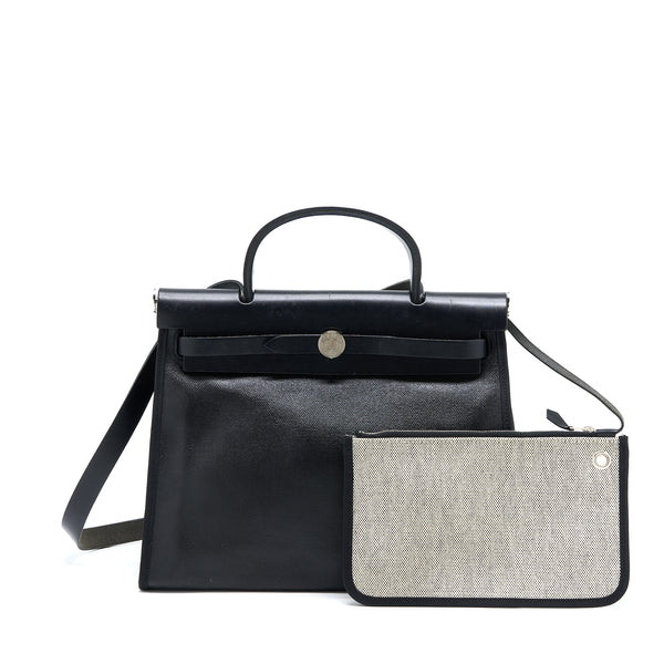 Hermes Herbag Zip 31 Canvas/Leather Black SHW Stamp A