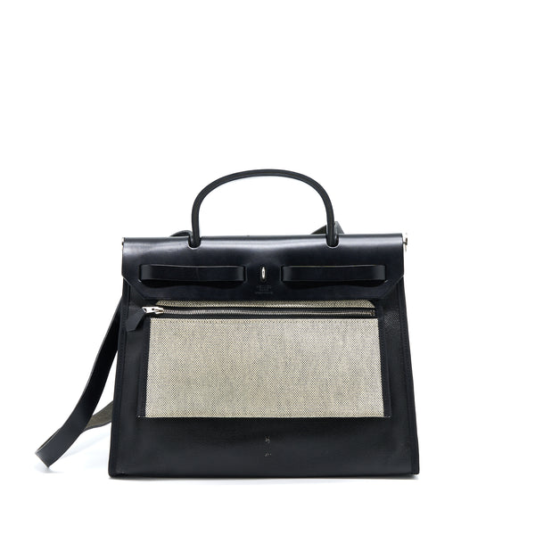 Hermes Herbag Zip 31 Canvas/Leather Black SHW Stamp A