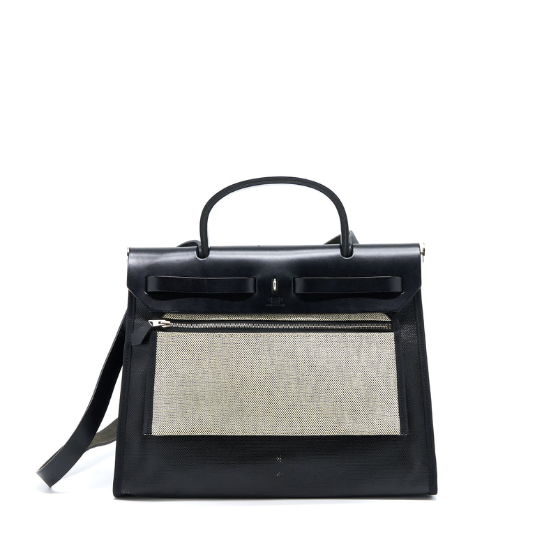 Hermes Herbag Zip 31 Canvas/Leather Black SHW Stamp A