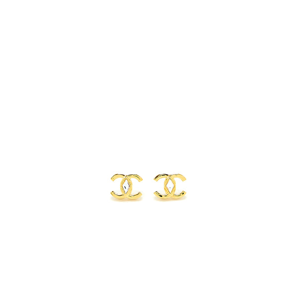 Chanel CC Logo Earring with Diamond Shaped Crystal Gold Tone