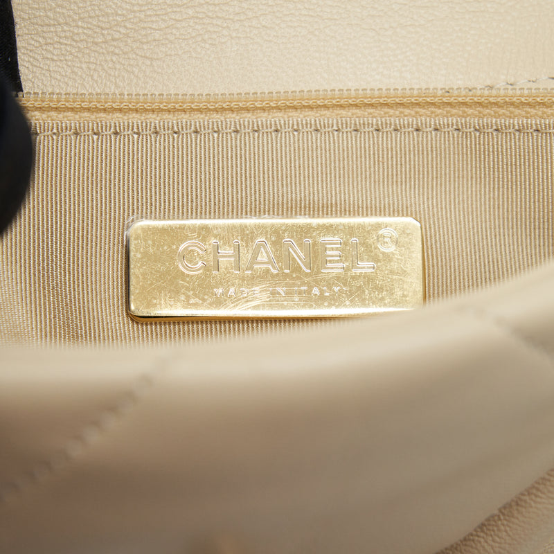 Chanel Small 19 Bag 19K Shiny Goatskin Beige GHW