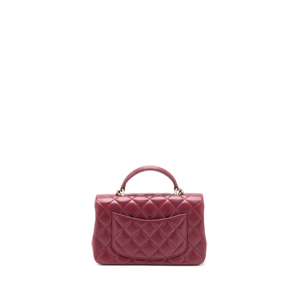 Chanel Top Handle Mini Rectangular Flap Bag Lambskin Burgundy GHW (Microchip)