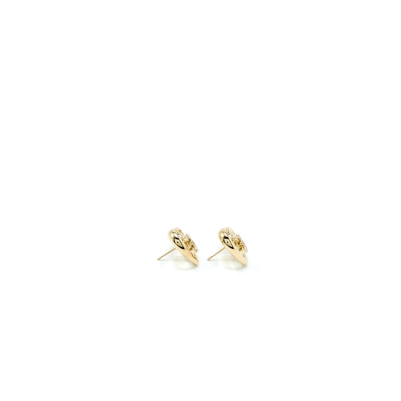 Chanel Love Heart CC Logo Earring Light Gold Tone