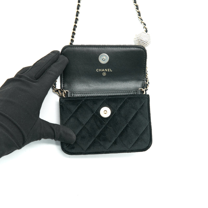 Chanel Velvet Pearl Crush Mini Belt Bag Black with LGHW