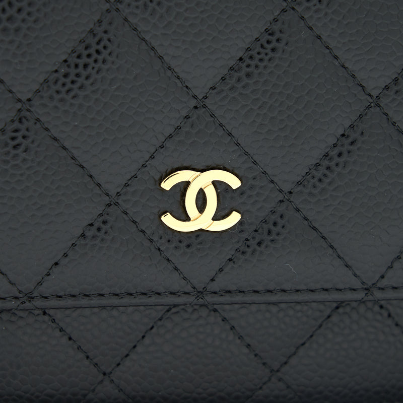 CHANEL WALLET ON CHAIN CAVIER BLACK WITH GHW