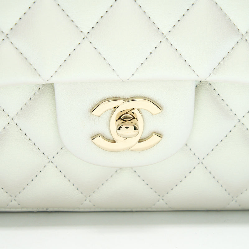 Chanel medium S21 iridescent white classic bag