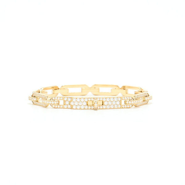 Hermes Size SH Kelly Chaine Bracelet Small Model, Rose Gold Full Diamonds