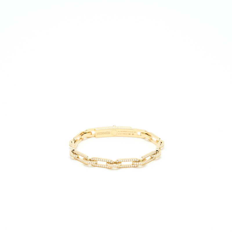 Hermes Size SH Kelly Chaine Bracelet Small Model, Rose Gold Full Diamonds