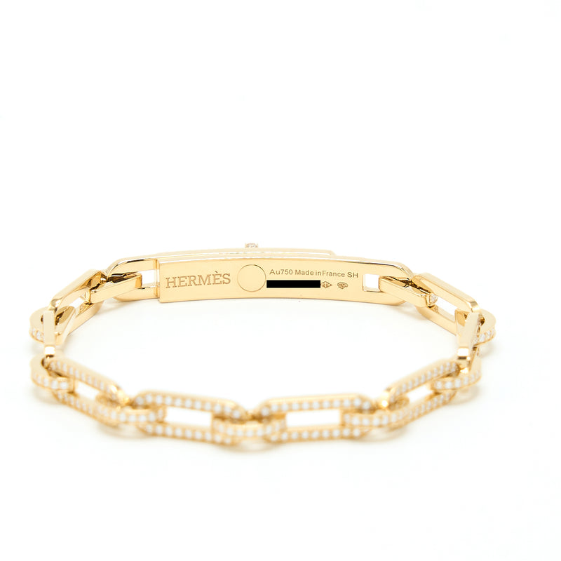 Hermes Size SH Kelly Chaine Bracelet Small Model, Rose Gold Full Diamonds