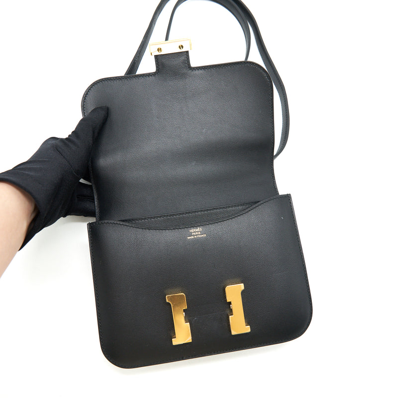Hermes Mini Constance Swift Leather Black GHW stamp A year 2017