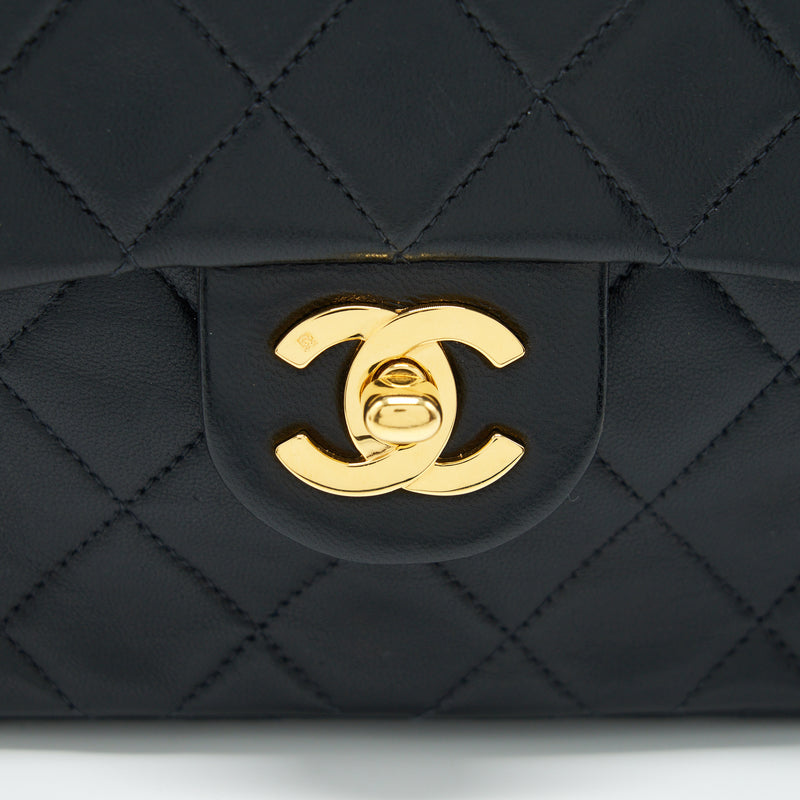 Chanel Vintage Mini Square Flap Bag Lambskin Black GHW