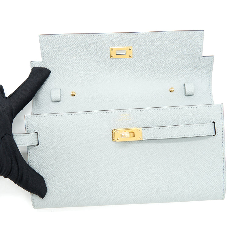 Hermes Kelly To Go Epsom Blue Glacier GHW Stamp U