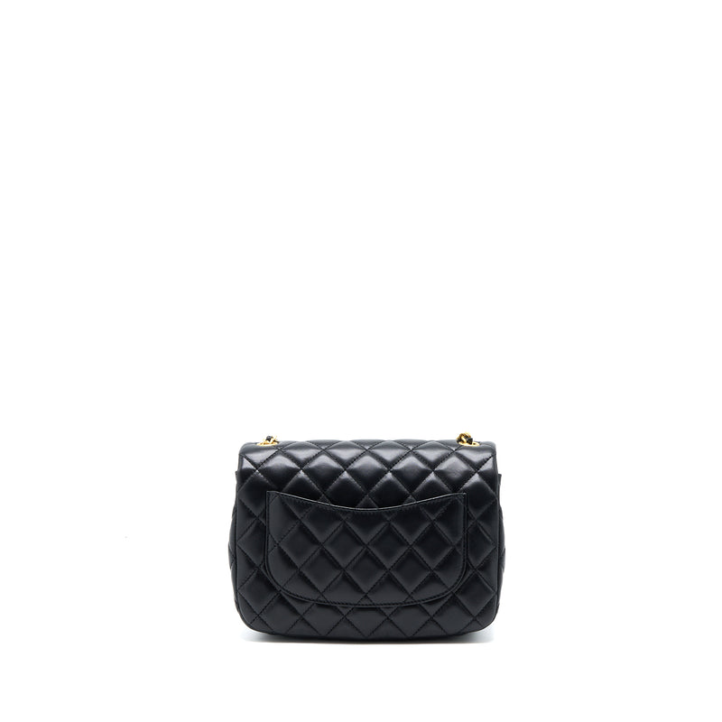 Chanel 22K Coco Chain Quilted Flap Bag Lambskin Black Brushed GHW (Microchip)