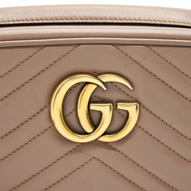 Gucci GG Marmont Small Matelasse Camera Bag Beige GHW