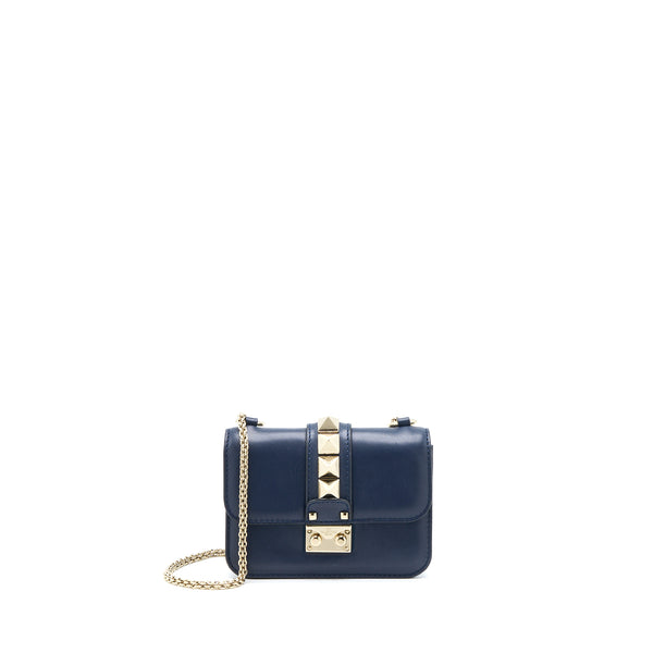 Valentino Mini Garavani Glam Lock Crossbody Bag Navy LGHW