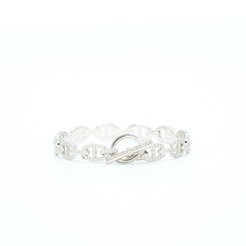 Hermes Size SH Farandole Bracelet White Gold With Full Diamonds
