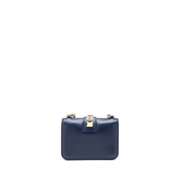 Valentino Mini Garavani Glam Lock Crossbody Bag Navy LGHW