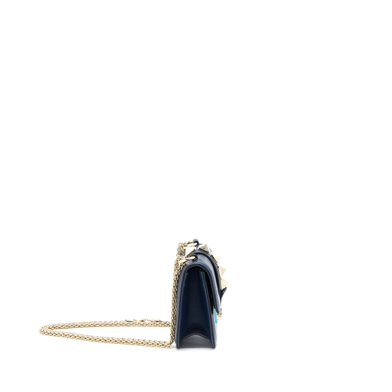 Valentino Mini Garavani Glam Lock Crossbody Bag Navy LGHW
