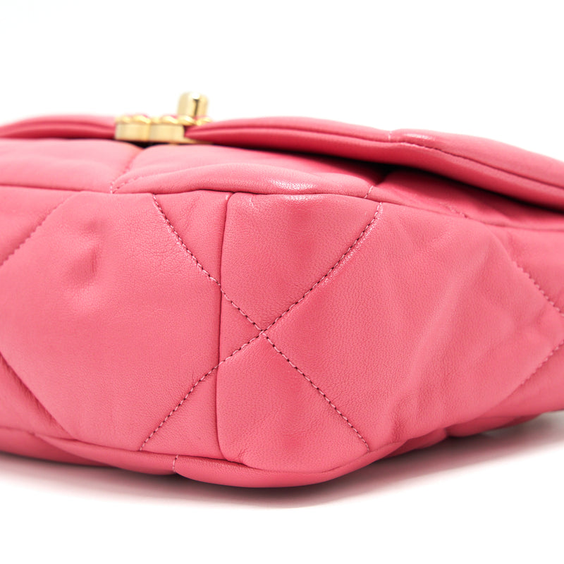 Chanel Small 19 flap bag Goatskin Pink with Gold/silver hardware