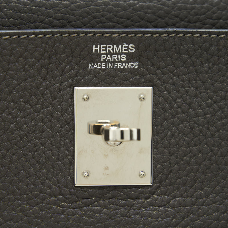 Hermes Kelly 32 Dark Grey SHW Stamp Square R