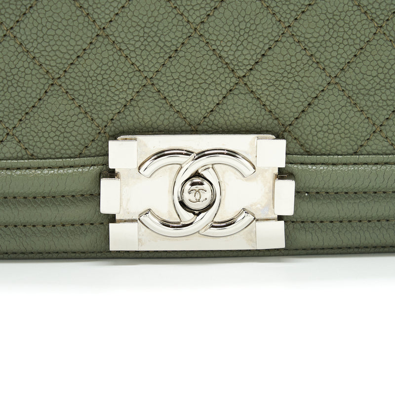 Chanel Medium Boy Bag Caviar Light Green LGHW