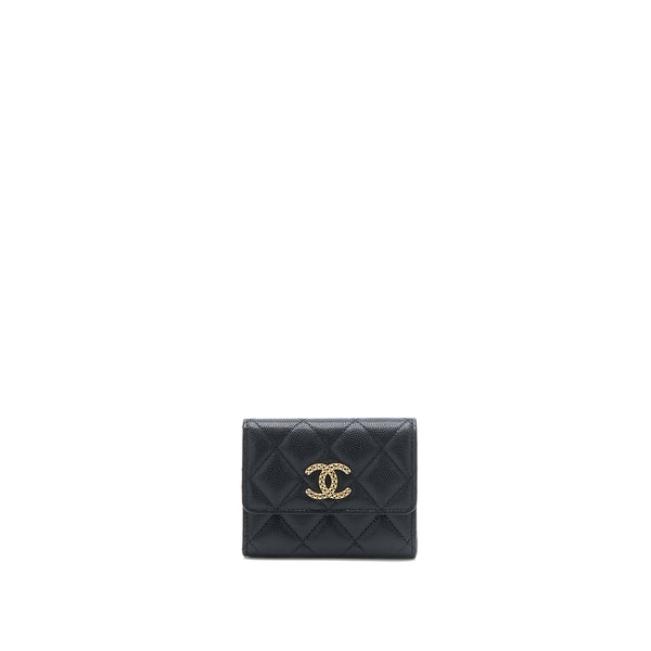 Chanel 23P Detail Logo Flap Card Holder Caviar Black LGHW (Microchip)