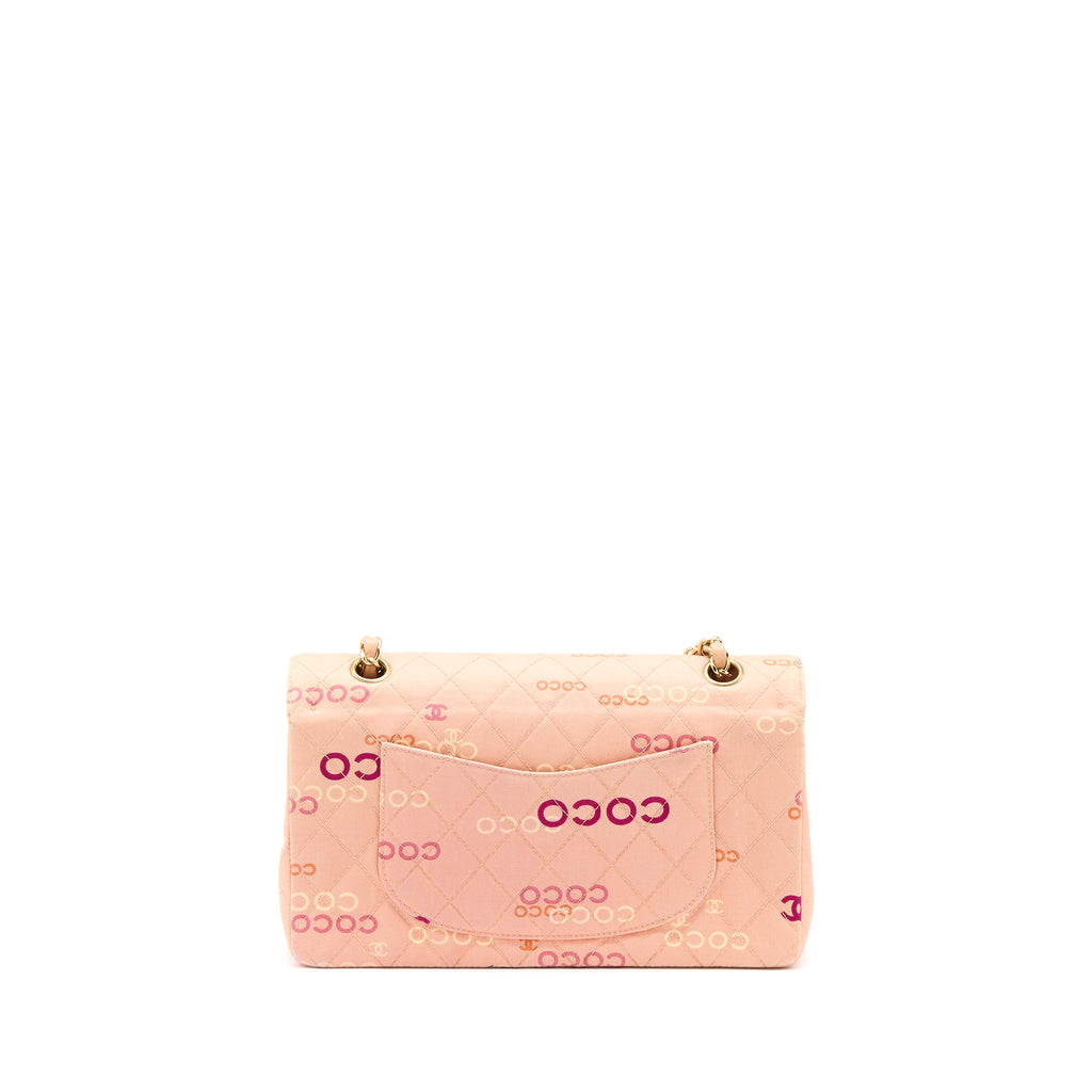 Chanel Vintage Coco Medium Classic Flap Bag Fabric Pink GHW