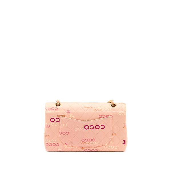 Chanel Vintage Coco Medium Classic Flap Bag Fabric Pink GHW