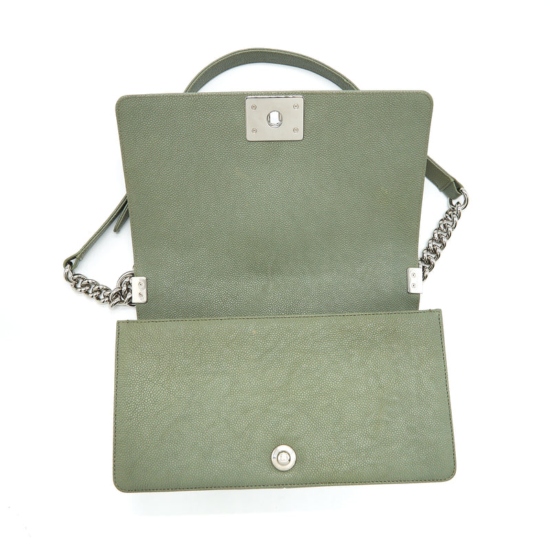 Chanel Medium Boy Bag Caviar Light Green LGHW