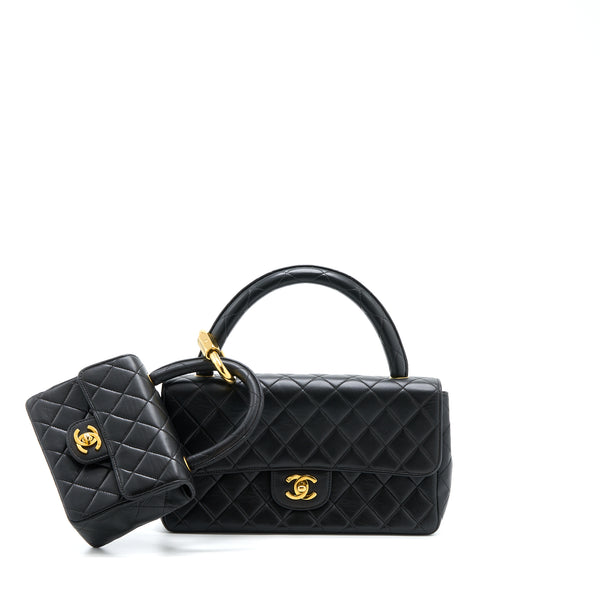 Chanel Vintage 2 in 1 Single Flap Bag Lambskin Black GHW