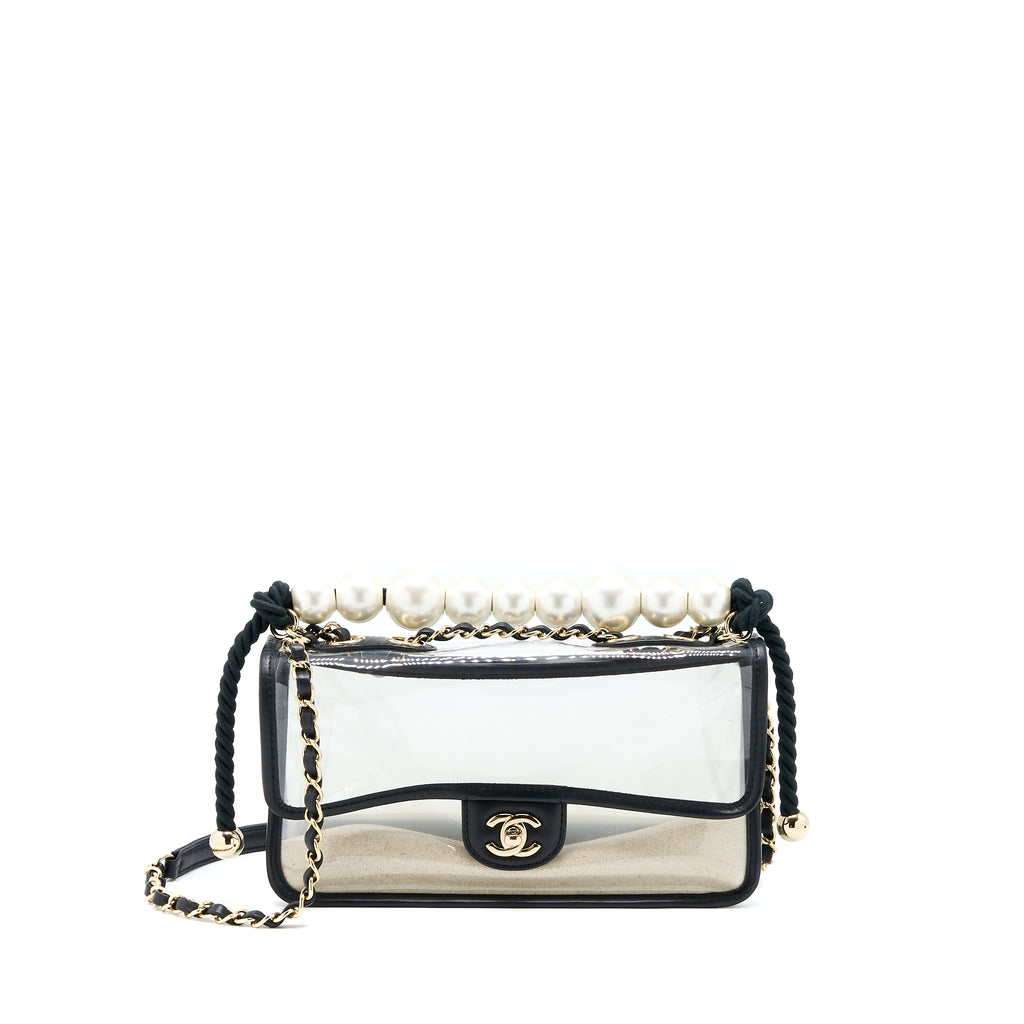 Chanel Sand By The Sea Flap Bag PVC with Lambskin Medium Black 14523312