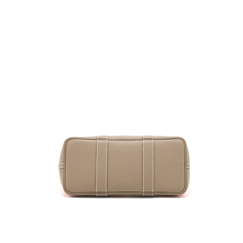 Hermes Garden Party 30 Canvas/Negonda Orange/Etoupe SHW Stamp Square Q