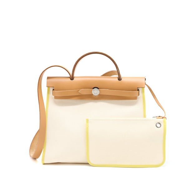 Hermes Herbag Zip 31 Bag Hunter/Canvas Multicolour SHW Stamp Square Q
