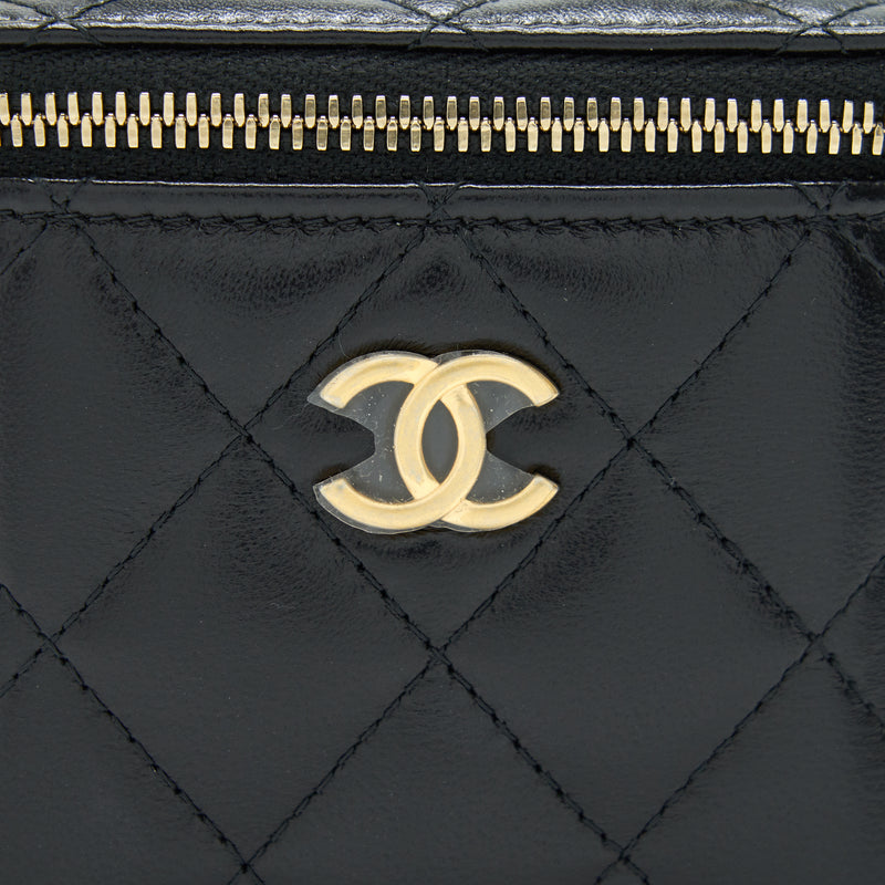 Chanel Small Handle Vanity With Chain  Lambskin Black GHW