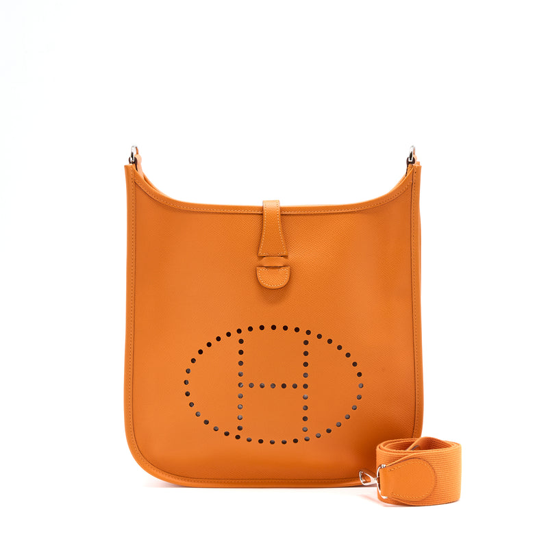 Hermes Evelyne 29 Epsom Orange SHW Stamp Square K